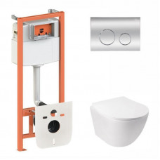 Готове рішення Qtap для ванної кімнати: підвісний унітаз Jay + комплект інсталяції Nest 4 в 1 (кругла клавіша