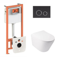 Готове рішення Qtap для ванної кімнати: підвісний унітаз Swan Ultra Quiet 485x360x320 + комплект інсталяції Nest 4 в 1 (кругла