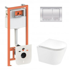 Готове рішення Qtap для ванної кімнати: підвісний унітаз Scorpio + комплект інсталяції Nest 4 в 1 (квадратна