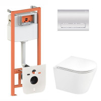 Готове рішення Qtap для ванної кімнати: підвісний унітаз Scorpio + комплект інсталяції Nest 4 в 1 (лінійна