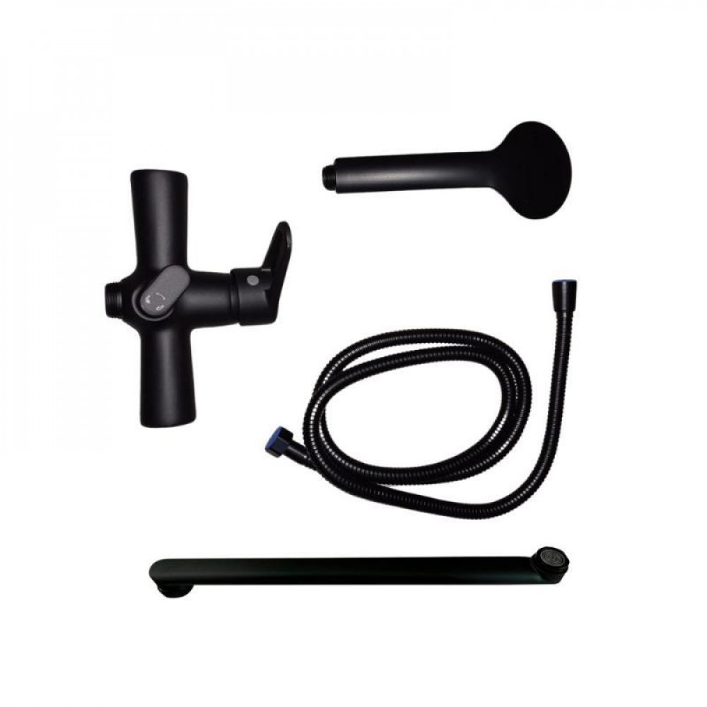 Змішувач для ванни Lidz Nicole 005 з поворотним виливом (з душовим гарнітуром) (k35) LDNIC005BLA45183 Black SD00051307