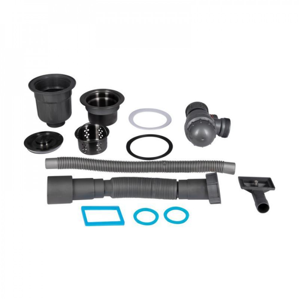 Сифон LK15 для кухонної мийки Bruch PVD, випуск 115 мм колбовий з квадратним переливом Black (вихід гофри 40/50мм) Lidz SD00051309