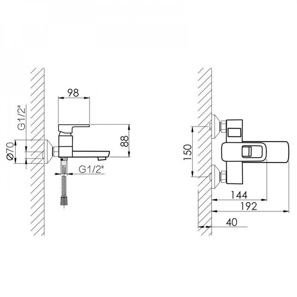 Змішувач для ванни Lidz Wawel 006 (з душовим гарнітуром) (k35) LDWAW006CRM45388 Chrome SD00051512