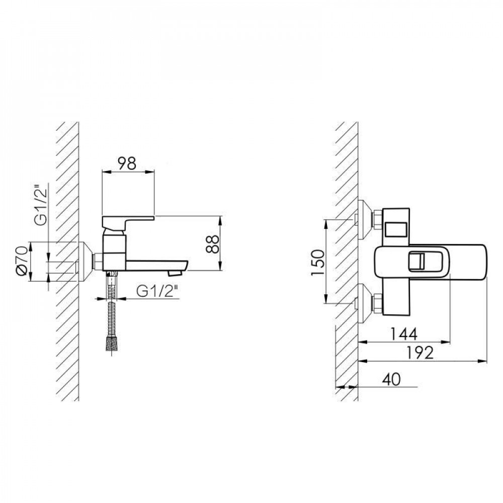 Змішувач для ванни Lidz Wawel 006 (з душовим гарнітуром) (k35) LDWAW006WHI45398 White SD00051522