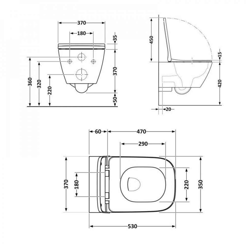 Унітаз підвісний Qtap Gemini безободковий з сидінням Soft-close QT2533076EUQW SD00051554