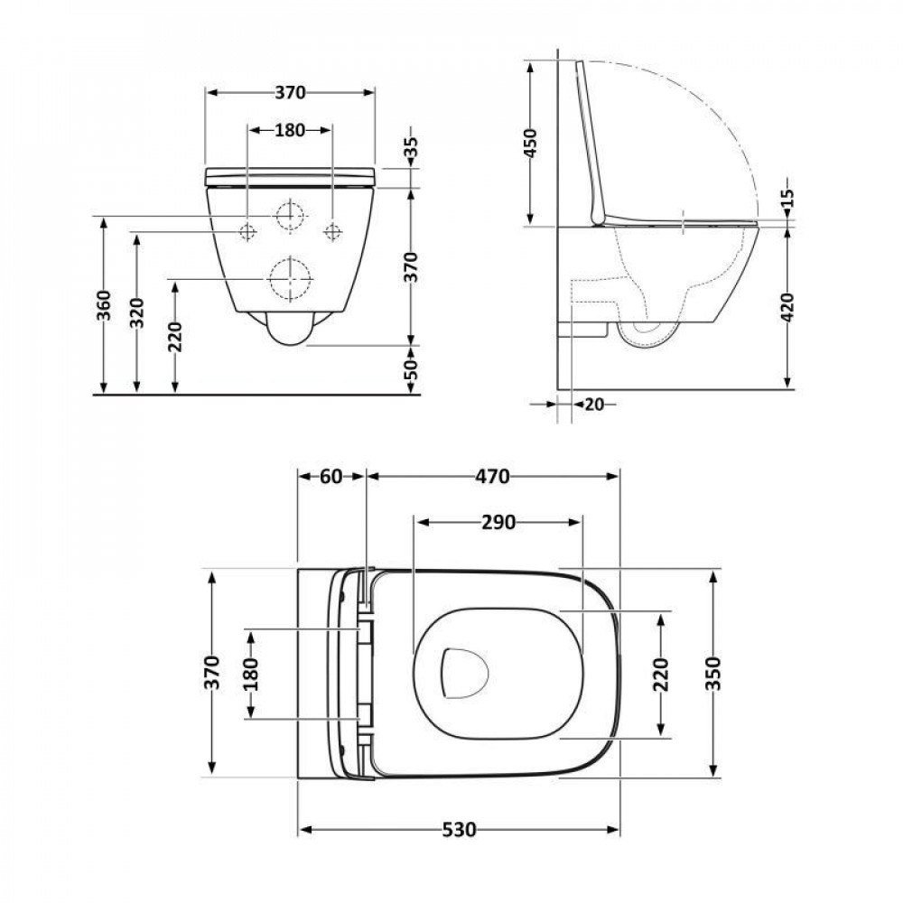 Унітаз підвісний Qtap Gemini безободковий з сидінням Soft-close QT2533076EUQMB SD00051555