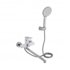 Змішувач для ванни Qtap Jay з довгим поворотним виливом (з душовим гарнітуром) QTJAY2601CRW45552 Chrome/White