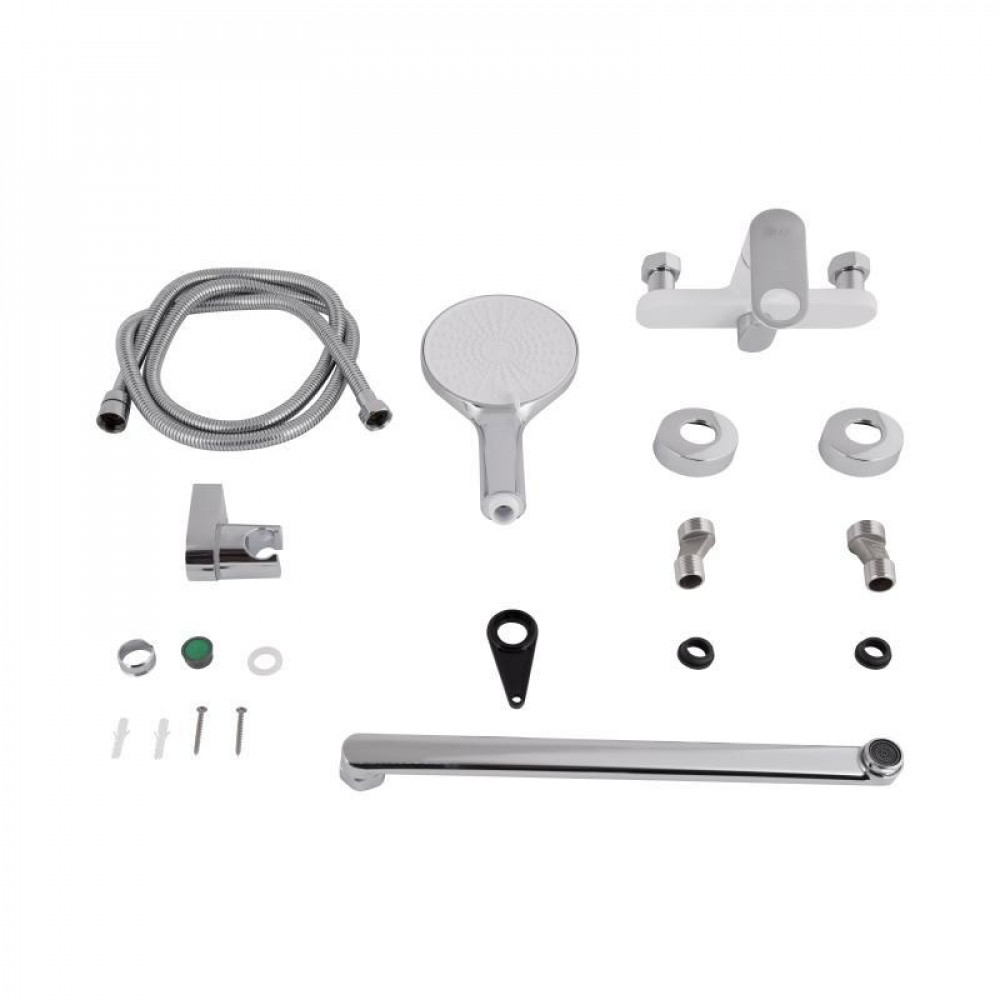 Смеситель для ванны Qtap Jay с длинным поворотным изливом (с душевым гарнитуром) QTJAY2601CRW45552 Chrome/White SD00051676