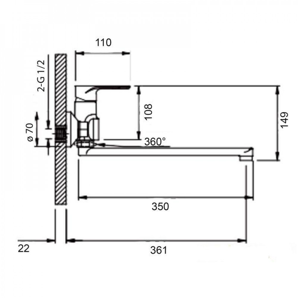 Смеситель для ванны Qtap Jay с длинным поворотным изливом (с душевым гарнитуром) QTJAY2601CRW45552 Chrome/White SD00051676