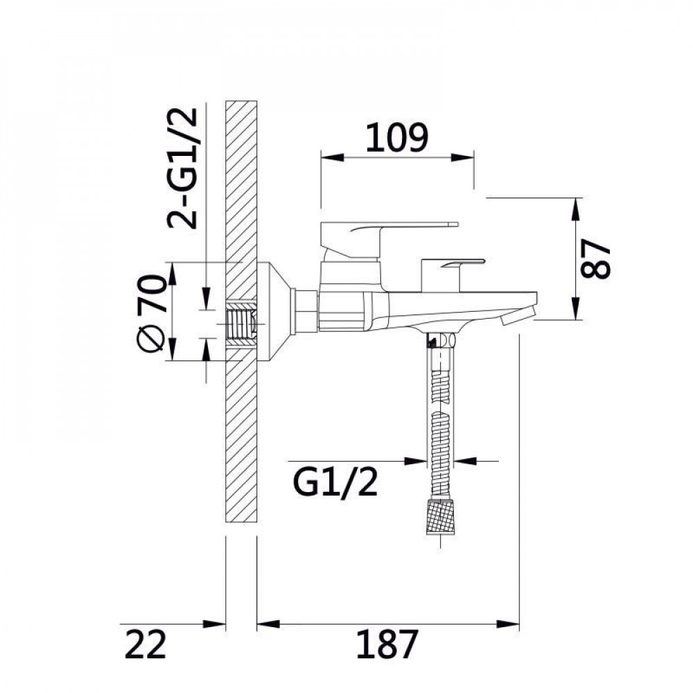 Змішувач для ванни Qtap Aries (з душовим гарнітуром) QTARI259CRM45559 Chrome SD00051683