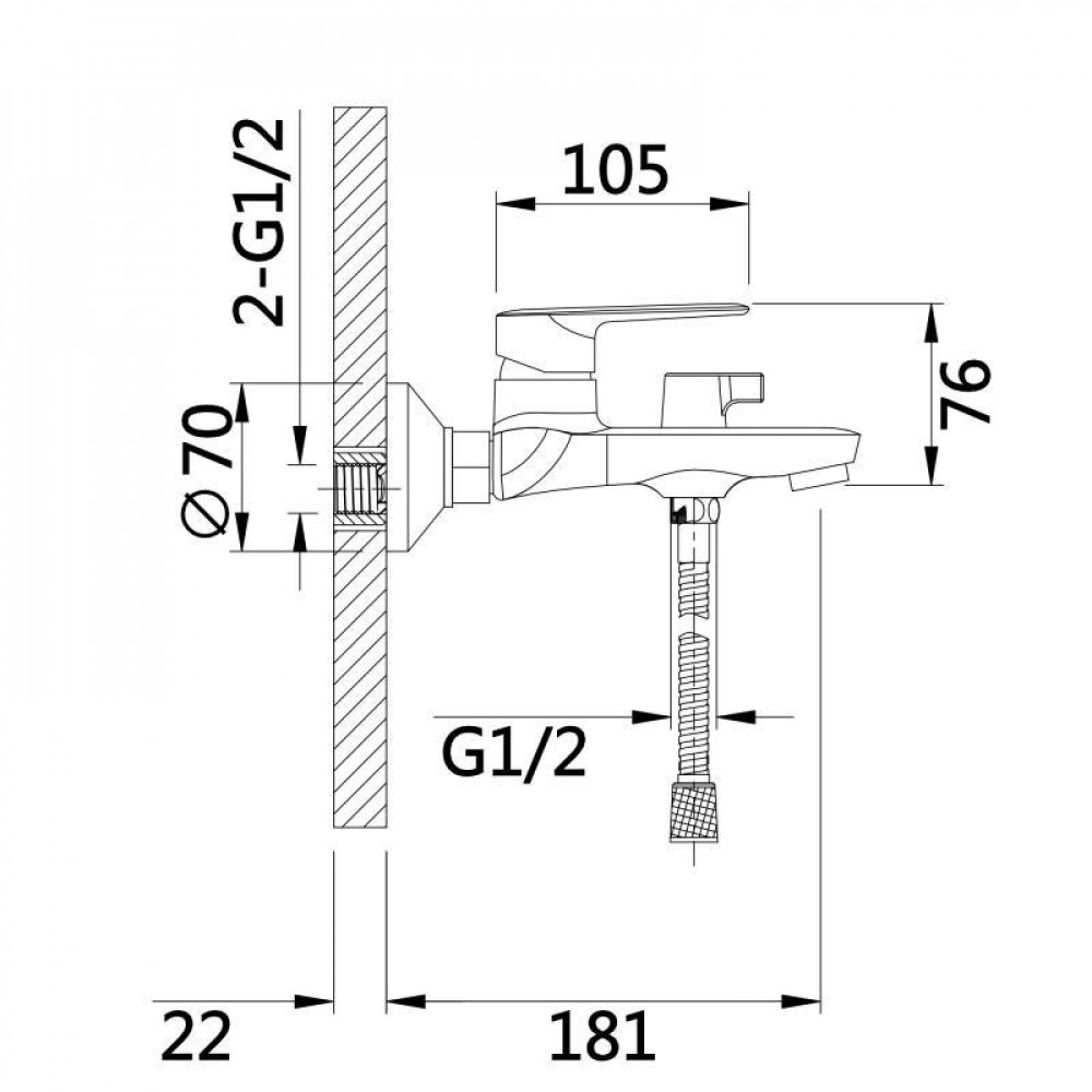 Змішувач для ванни Qtap Leo New (з душовим гарнітуром) QTLEO259CRM45563 Chrome SD00051687