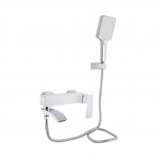 Змішувач для ванни Qtap Swan Cascada з поворотним виливом (з душовим гарнітуром) QTSWA260CRW45569 Chrome/White