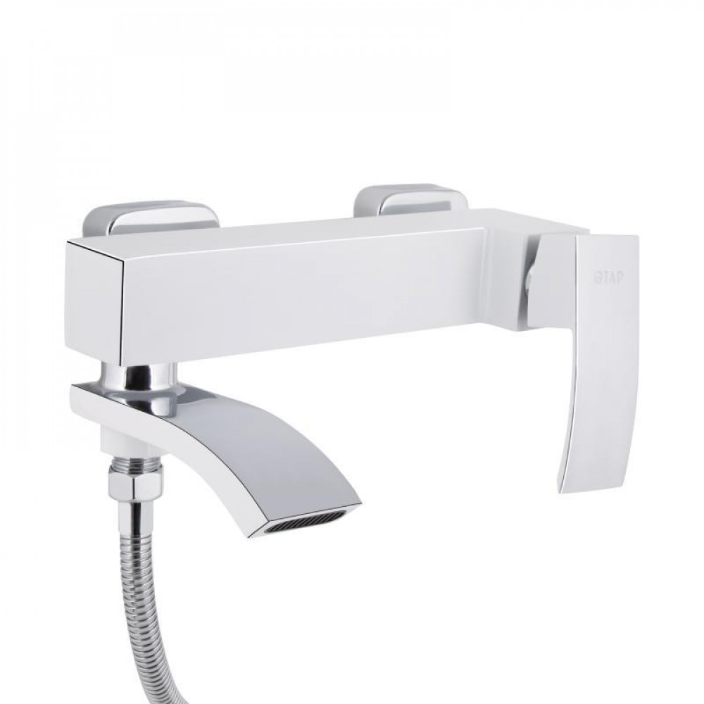 Змішувач для ванни Qtap Swan Cascada з поворотним виливом (з душовим гарнітуром) QTSWA260CRW45569 Chrome/White SD00051693