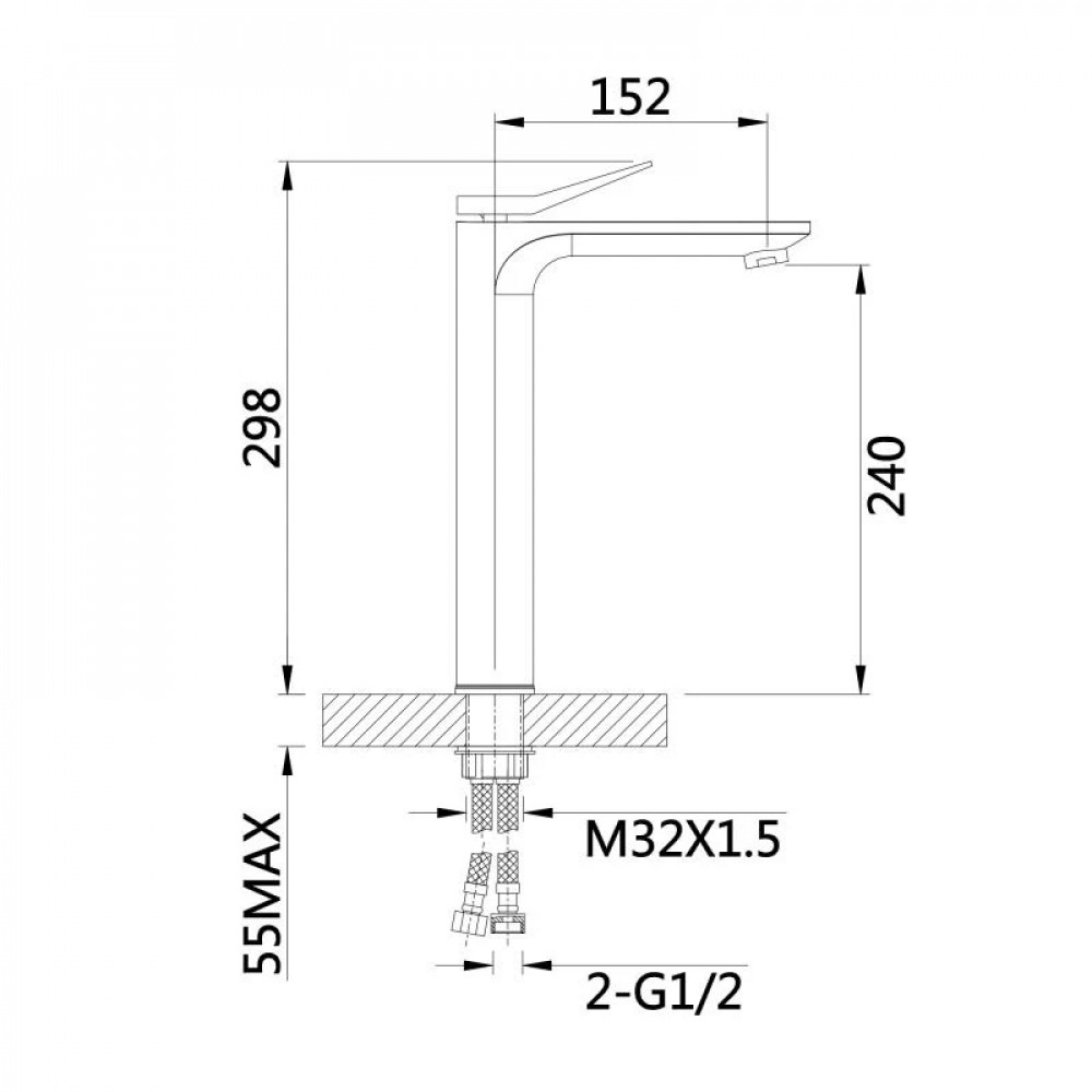 Змішувач для раковини Qtap Presto високий QTPRE269CRW45577 Chrome/White SD00051701