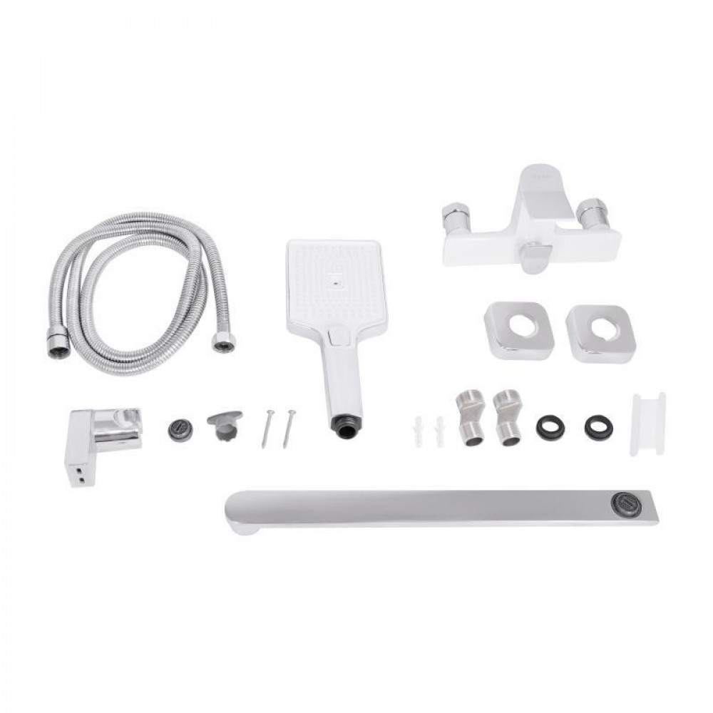 Змішувач для ванни Qtap Presto з довгим поворотним виливом (з душовим гарнітуром) QTPRE2601CRW45578 Chrome/White SD00051702