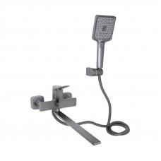 Змішувач для ванни Qtap Presto з довгим поворотним виливом (з душовим гарнітуром) QTPRE2601GRP45583 Graphite