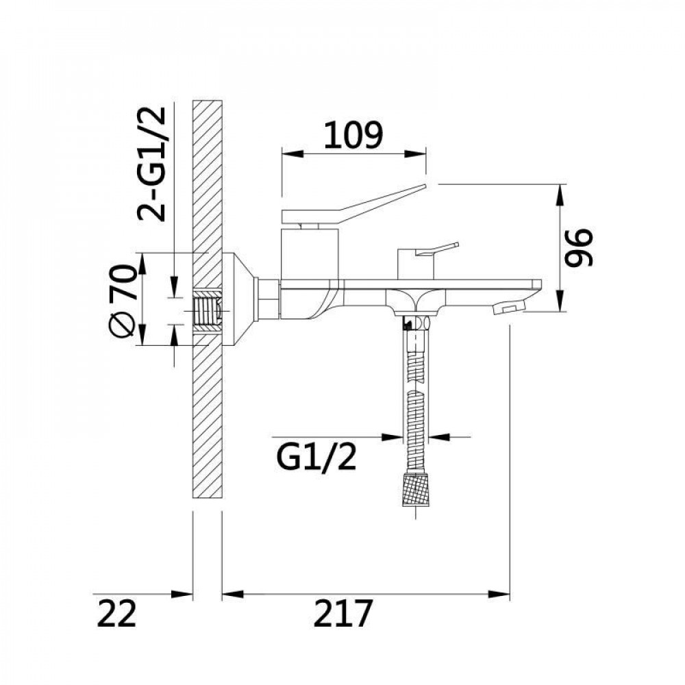 Смеситель для ванной Qtap Presto (с душевым гарнитуром) QTPRE259GRP45584 Graphite SD00051708