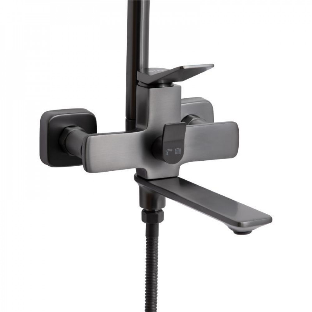 Душова система універсальна Qtap Presto на три споживачі (з виливом) QTPRE111GRP45585 Gunmetal Black SD00051709