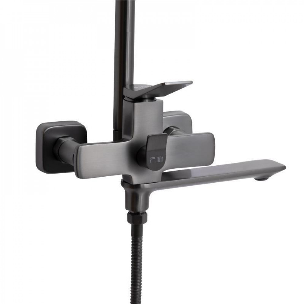 Душова система універсальна Qtap Presto на три споживачі (з виливом) QTPRE111GRP45585 Gunmetal Black SD00051709