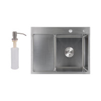 Мойка для кухни интегрированная Lidz Handmade H6350L крыло слева (LDH6350BRUL45588) Brushed Steel 3,0/1,0 мм