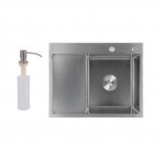 Мийка для кухні інтегрована Lidz Handmade H6350L крило ліворуч (LDH6350BRUL45588) Brushed Steel 3,0/1,0 мм