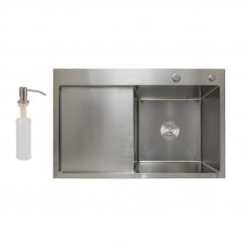 Мийка для кухні інтегрована Lidz Handmade H7849L крило ліворуч (LDH7849BRUL45592) Brushed Steel 3,0/1,0 мм