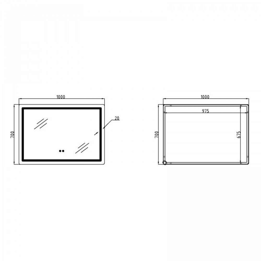Дзеркало Qtap Mideya 1000х700 з LED-підсвічуванням Touch, з антизапотіванням, димером QT2078NCF10070W SD00051751