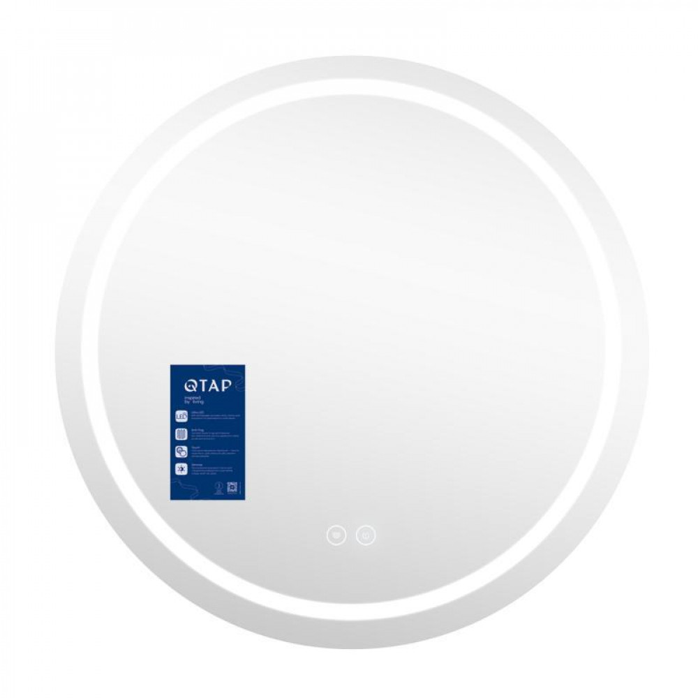 Зеркало Qtap Mideya R800 с LED-подсветкой Touch, с антизапотеванием, димером QT2078NCR8080W SD00051752