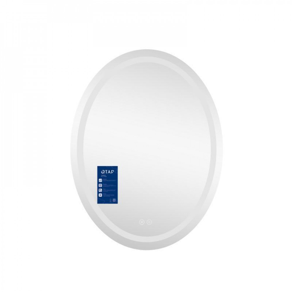Дзеркало Qtap Mideya 500х700 з LED-підсвічуванням Touch, з антизапотіванням, з годинником, димером, рег. SD00051753