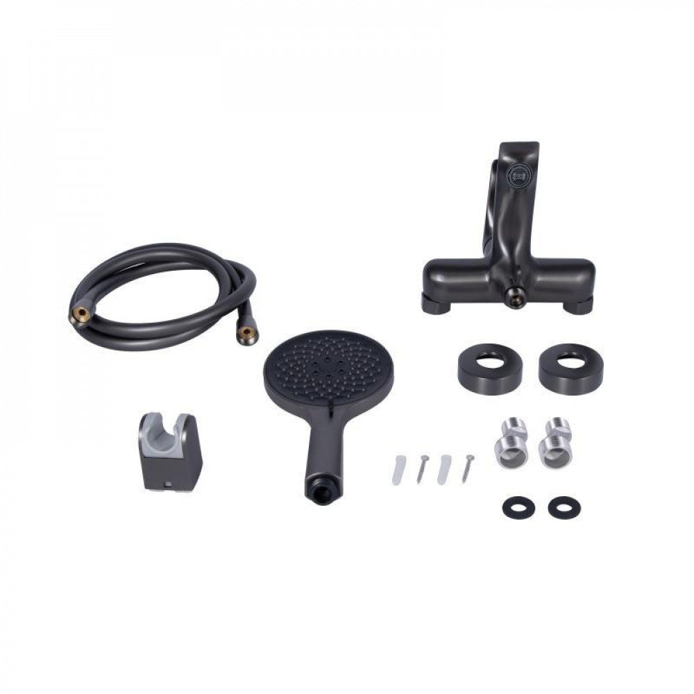 Смеситель для ванны Qtap Vlasta New (с душевым гарнитуром) QTVLA259GMB45643 Gunmetal Black PVD SD00051767