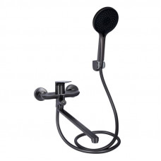 Змішувач для ванни Qtap Vlasta New з довгим поворотним виливом (з душовим гарнітуром) QTVLA260GMB45645