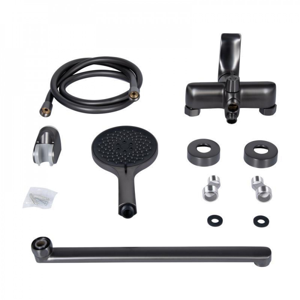 Змішувач для ванни Qtap Vlasta New з довгим поворотним виливом (з душовим гарнітуром) QTVLA260GMB45645 SD00051769