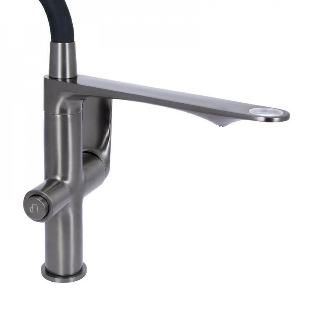 Змішувач для кухні Qtap Vlasta New з гнучким виливом з підключенням для питної води QTVLA364GMB45649 Gunmetal Black PVD SD00051773
