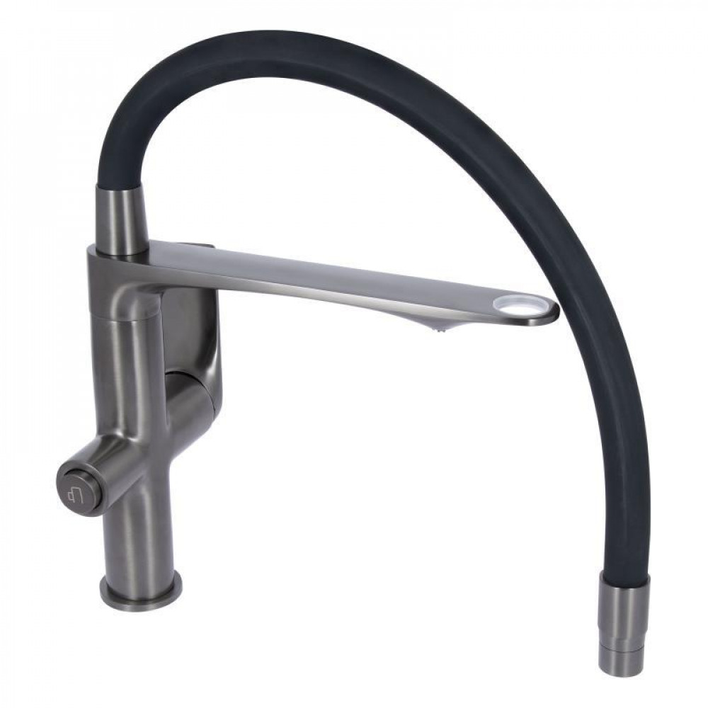 Змішувач для кухні Qtap Vlasta New з гнучким виливом з підключенням для питної води QTVLA364GMB45649 Gunmetal Black PVD SD00051773