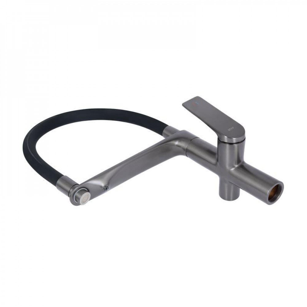 Змішувач для кухні Qtap Vlasta New з гнучким виливом з підключенням для питної води QTVLA364GMB45649 Gunmetal Black PVD SD00051773