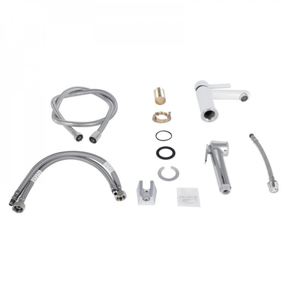 Змішувач для раковини Qtap Grand (з гігієнічним душем) QTGRA272CRW45671 Chrome/White SD00051795