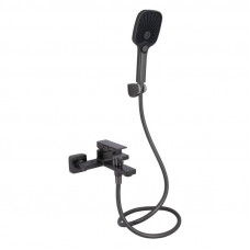 Змішувач для ванни Qtap Gemini (з душовим гарнітуром) QTGEM259GMB45684 Gunmetal Black PVD