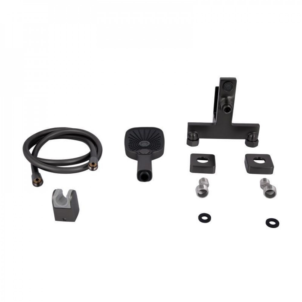 Змішувач для ванни Qtap Gemini (з душовим гарнітуром) QTGEM259GMB45684 Gunmetal Black PVD SD00051808