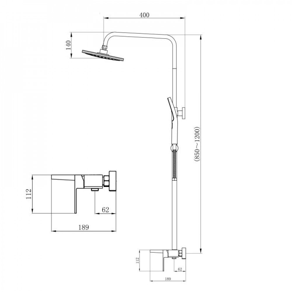 Душова система універсальна Qtap Gemini на три споживача (з виливом) QTGEM111CRM45685 Chrome SD00051809