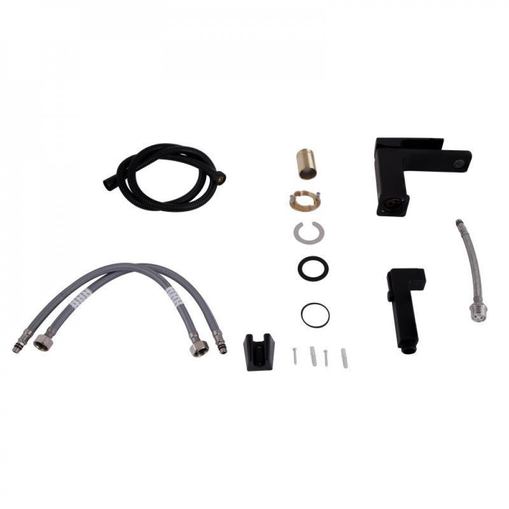 Змішувач для раковини Qtap Gemini (з гігієнічним душем) QTGEM272BLM45690 Black Matt SD00051814