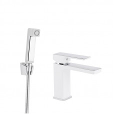 Змішувач для раковини Qtap Gemini (з гігієнічним душем) QTGEM272CRW45691 Chrome/White