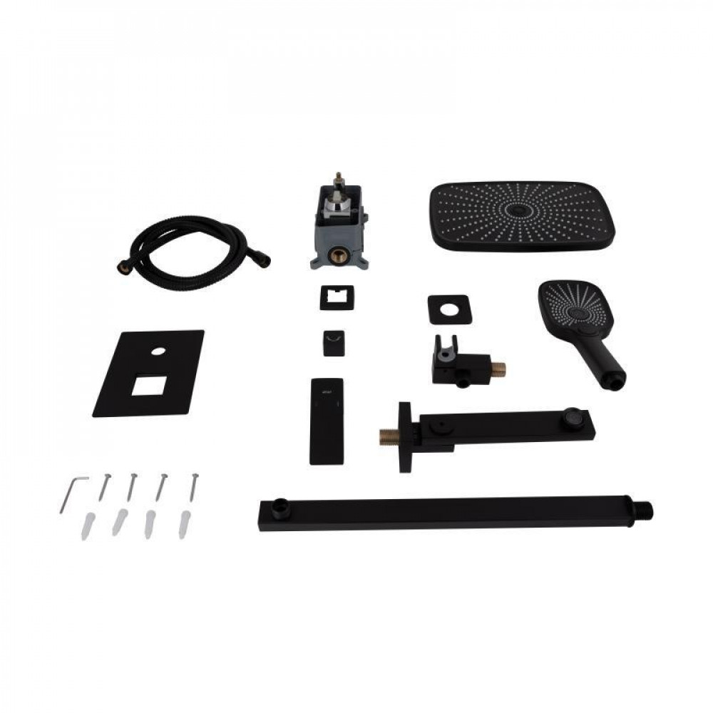 Душова система універсальна Qtap Gemini прихованого монтажу на три споживача QTGEM114BLM45703 Black Matt SD00051827