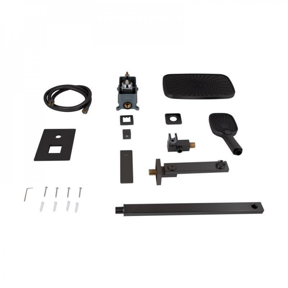 Душова система універсальна Qtap Gemini прихованого монтажу на три споживача QTGEM114GMB45704 Gunmetal Black SD00051828