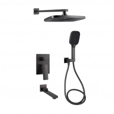 Душова система універсальна Qtap Gemini прихованого монтажу на три споживача QTGEM114GMB45704 Gunmetal Black