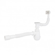 Сифон для кухонної мийки Lidz LK17, колбовий з квадратним переливом (вихід 50 мм)