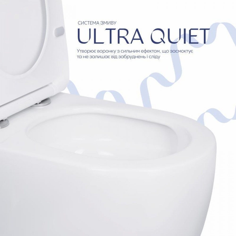 Унітаз-компакт Qtap Robin Ultra Quiet безободковий з сидінням Soft-close QT13226089AW SD00051949