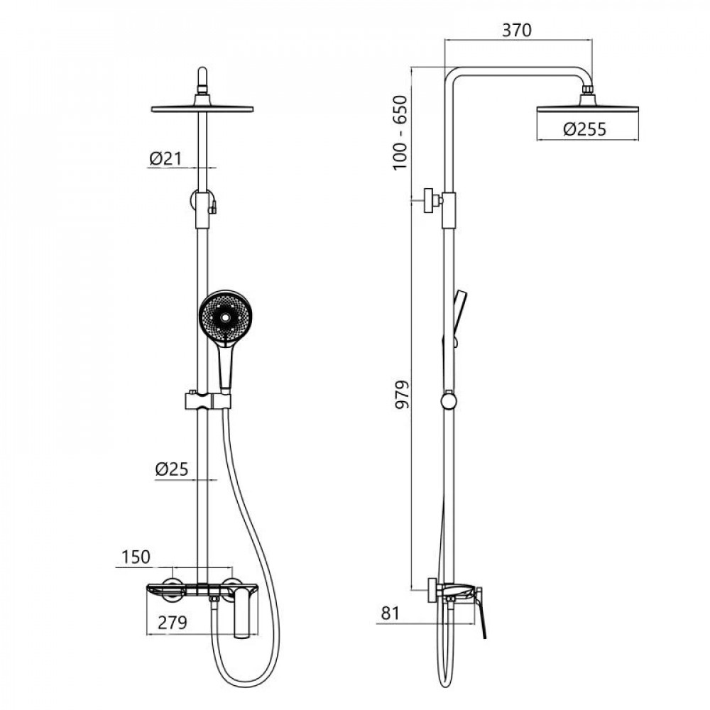 Душова система універсальна Qtap Slavonice на три споживача (з виливом) QTSLA111GMB45905 Gunmetal Black PVD SD00052029