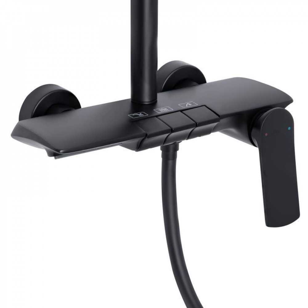 Душова система універсальна Qtap Slavonice на три споживача (з виливом) QTSLA111BLM45906 Black Matt SD00052030