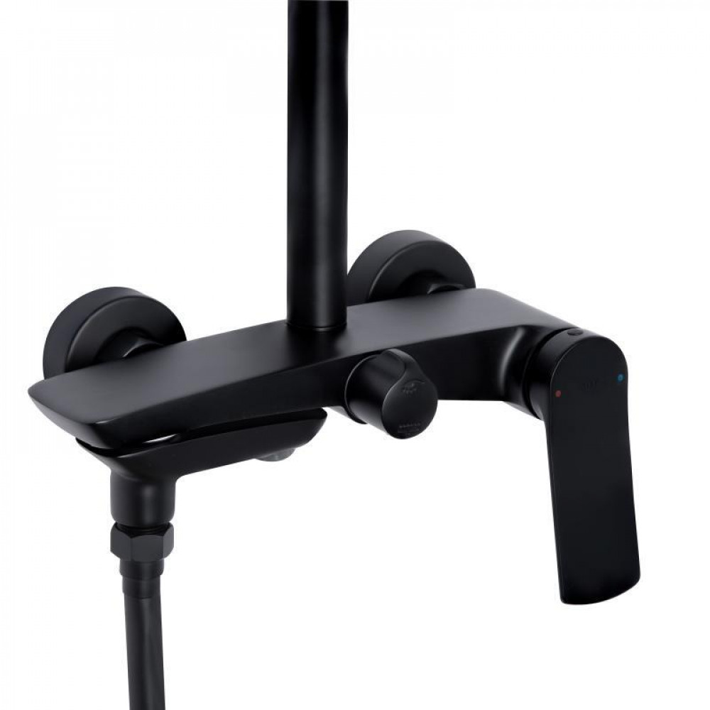 Душевая система универсальная Qtap Slavonice на три потребителя (с изливом) QTSLA111BLM45911 Black Matt SD00052035