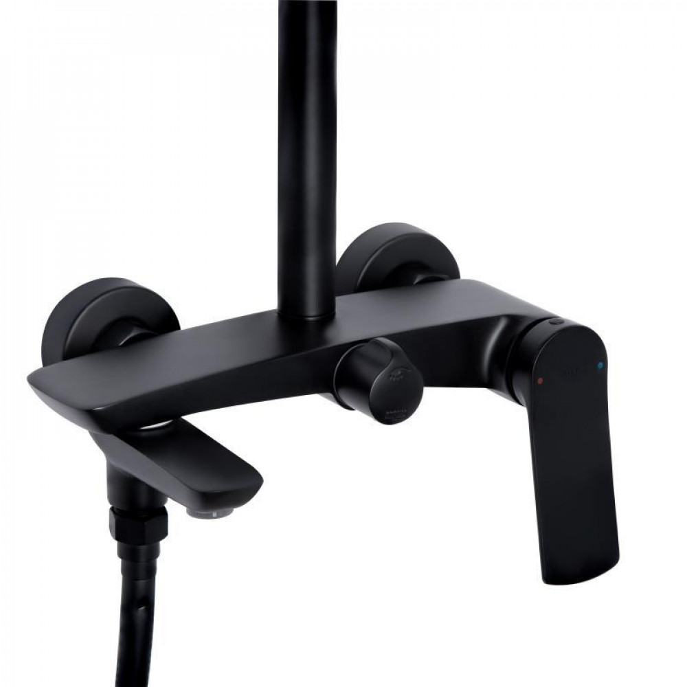 Душевая система универсальная Qtap Slavonice на три потребителя (с изливом) QTSLA111BLM45911 Black Matt SD00052035